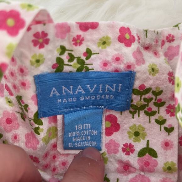 Anavini Hand Smocked Floral Tank Top - 18 Months - Picture 3 of 5
